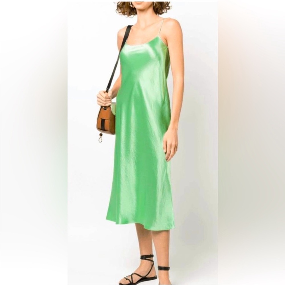 VINCE SATIN SLIP MIDI DRESS